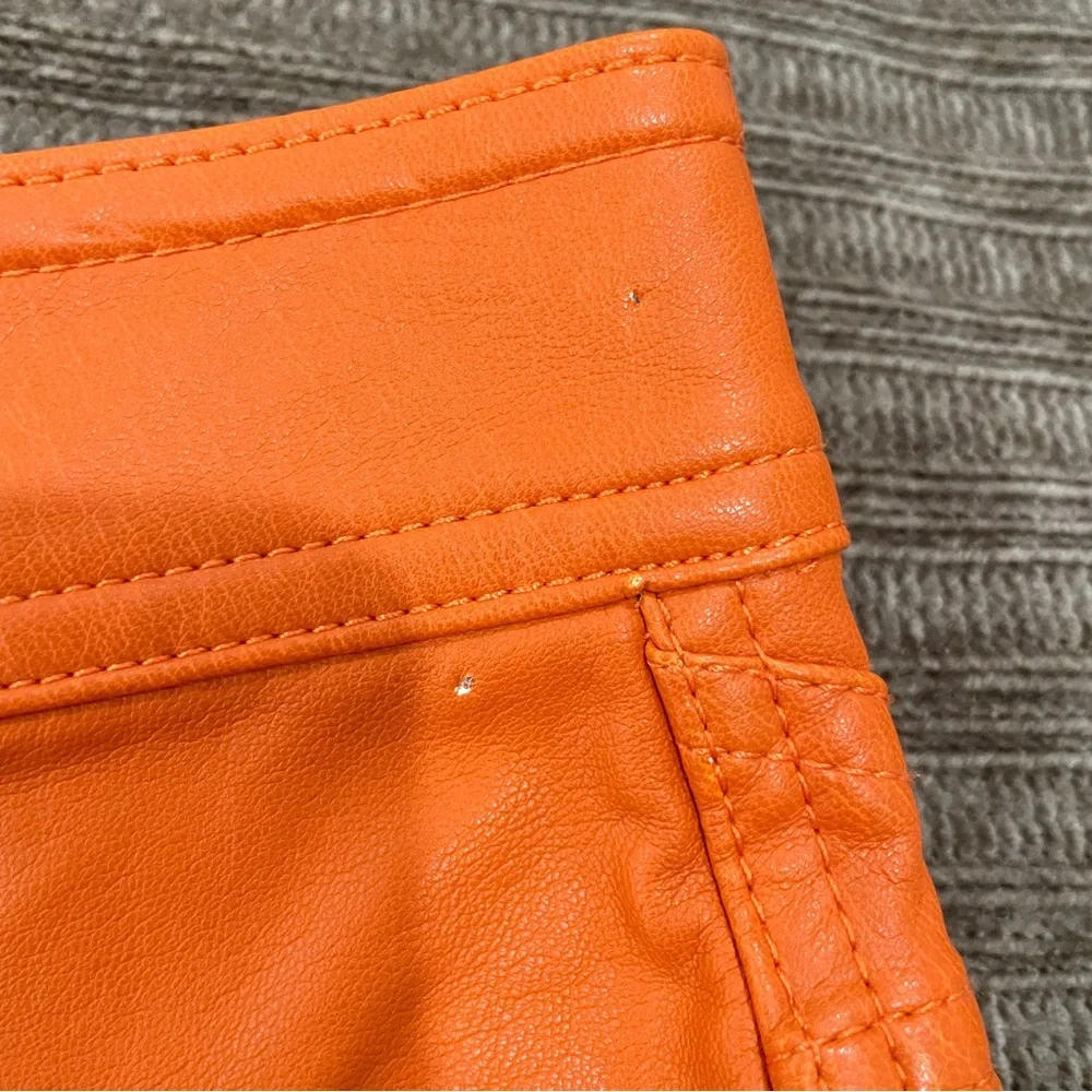 We The Free Free People Orange‎ Vegan Leather Paneled Straight Leg Pants Size 2